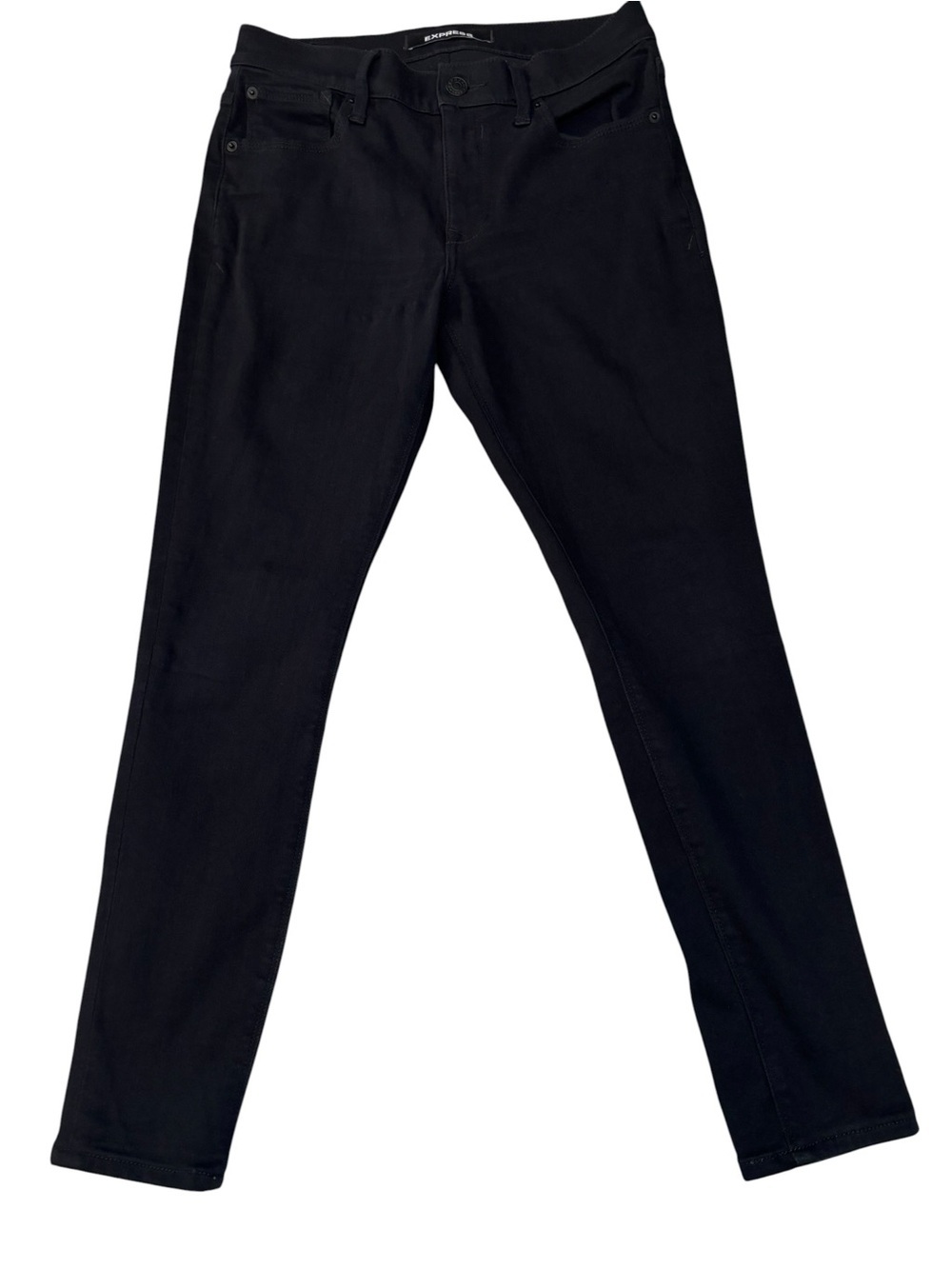 Express Jeans, Black Mid-Rise Skinny, Denim Legging, Size 4, 4S, Short